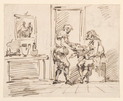 Dibujo, Una escena de género, 1725-50 de Carlo Marchionni