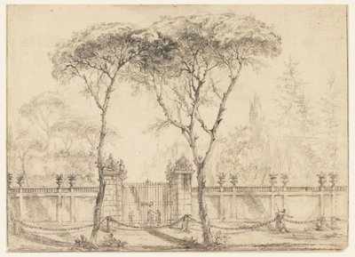 Dibujo, En la puerta de una villa, 1770-86 de Carlo Marchionni