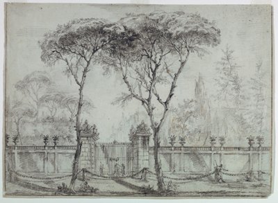 Dibujo, En la puerta de una villa, 1770-86 de Carlo Marchionni