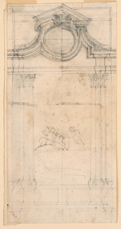 Dibujo, Diseño de un monumento sepulcral para un claustro, ca. 1745 de Carlo Marchionni