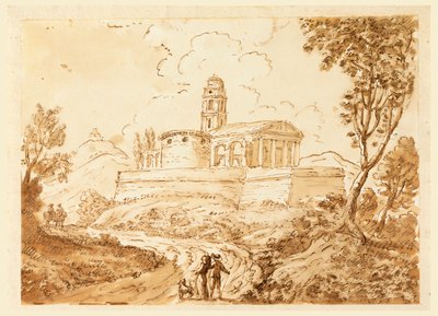 Dibujo, Figuras en el camino, mediados-finales del siglo XVIII de Carlo Marchionni