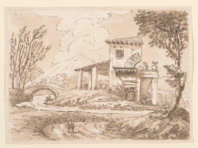 Dibujo, Paisaje con villa, 1750-60 de Carlo Marchionni