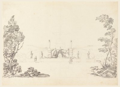Dibujo, Boceto para una fuente en un parque, 1740 de Carlo Marchionni