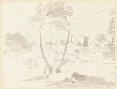 Dibujo, Boceto de un árbol en un paisaje, 1760-1780 de Carlo Marchionni