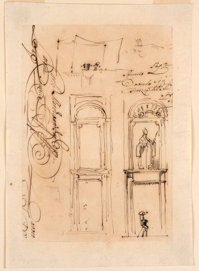 Dibujo, bocetos y guión, 1765 de Carlo Marchionni