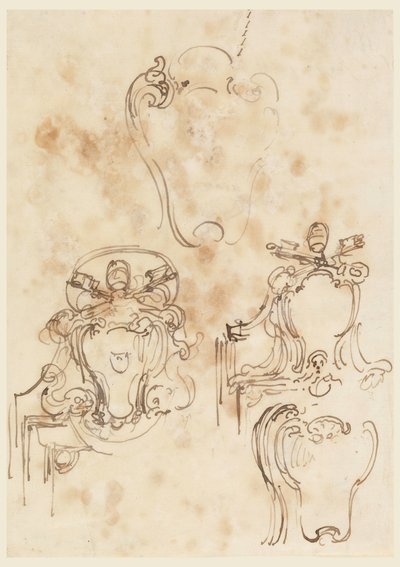 Dibujo, Bocetos para marcos y escudos, 1758-69 de Carlo Marchionni