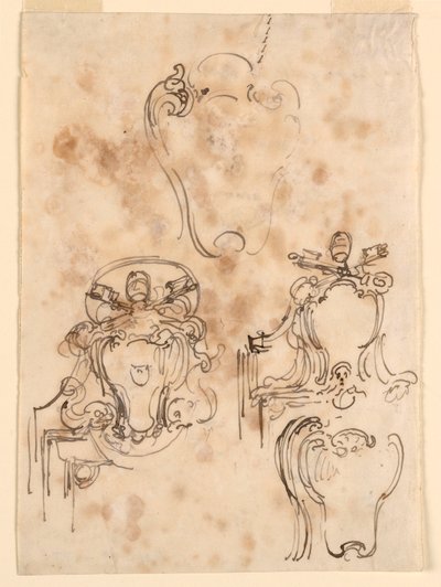 Dibujo, Bocetos para marcos y escudos, 1758-69 de Carlo Marchionni