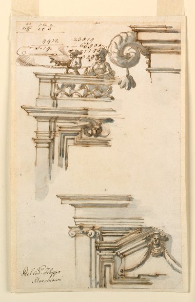 Dibujo, Dos portadas, 1750-75 de Carlo Marchionni