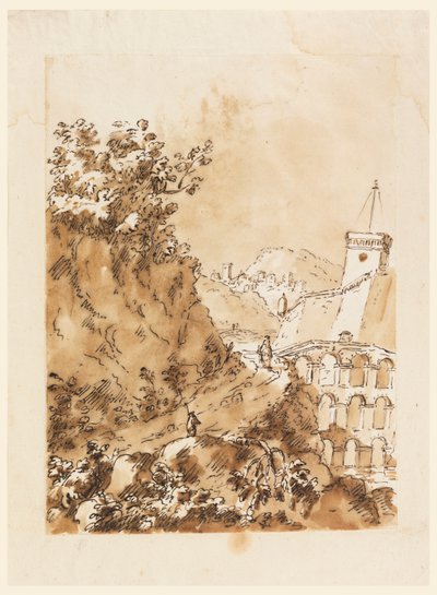 Paisaje con ciudad montañosa de Carlo Marchionni