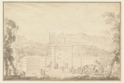 Vista de un monasterio recibiendo visita de grandes personas de Carlo Marchionni