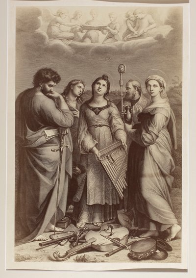 «El éxtasis de Santa Cecilia», grabado en cobre de autor desconocido, basado en un cuadro de Rafael (1483-1520) de Carlo Naya