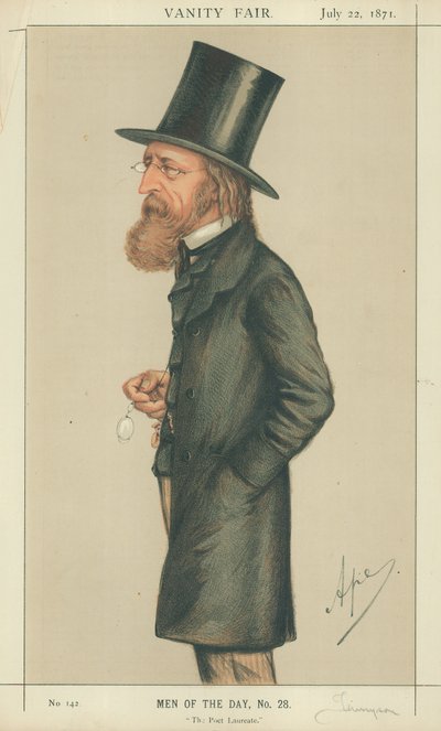 Alfred Tennyson, el Poeta Laureado, 22 de julio de 1871, caricatura de Vanity Fair de Carlo Pellegrini