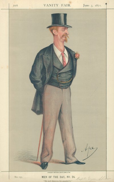Capitán Eyre Shaw, se merece bien su popularidad, 3 de junio de 1871, caricatura de Vanity Fair de Carlo Pellegrini