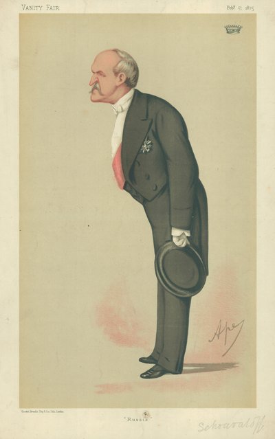 Conde Schouvaloff, Rusia, 13 de febrero de 1875, caricatura de Vanity Fair de Carlo Pellegrini
