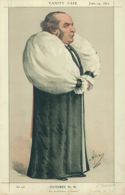 Dr. Thomson, el Arzobispo de York, el Arzobispo de la Sociedad, 24 de junio de 1871, caricatura de Vanity Fair de Carlo Pellegrini