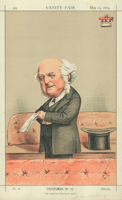 Lord Westbury, un hombre cristiano eminente, 15 de mayo de 1869, caricatura de Vanity Fair de Carlo Pellegrini