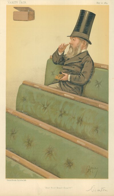 Sr. Charles Nicholas Warton, ¡Escuchen, escuchen, escuchen!, 10 de mayo de 1884, caricatura de Vanity Fair de Carlo Pellegrini