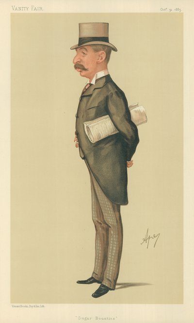 El Sr. Charles Thomson Ritchie, subsidios al azúcar, 31 de octubre de 1885, caricatura de Vanity Fair de Carlo Pellegrini