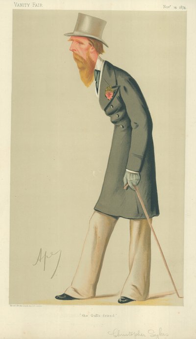 Sr. Christopher Sykes, El Amigo de la Gaviota, 14 de noviembre de 1874, caricatura de Vanity Fair de Carlo Pellegrini
