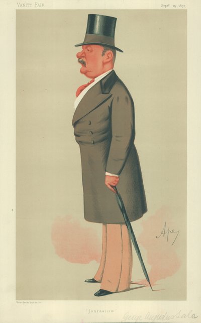 Sr. George Augustus Sala, Periodismo, 25 de septiembre de 1875, caricatura de Vanity Fair de Carlo Pellegrini
