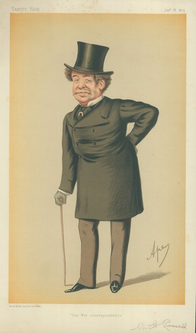 Mr William Howard Russell, nuestro corresponsal de guerra, 16 de enero de 1875, caricatura de Vanity Fair de Carlo Pellegrini