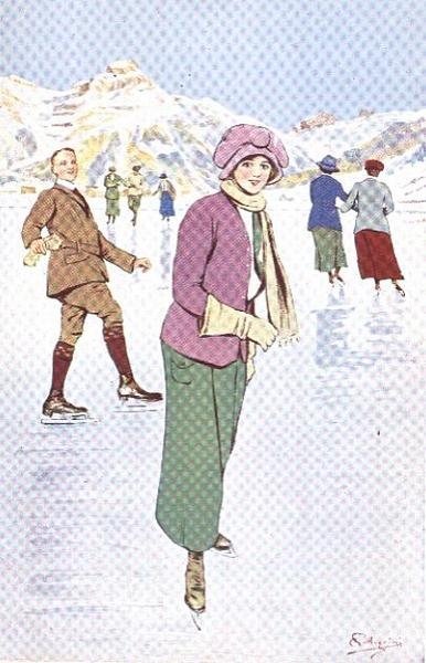 Patinadores en la pista de Engelberg, Suiza de Carlo Pellegrini