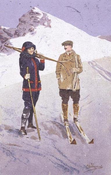 Esquiadores en Adelboden de Carlo Pellegrini
