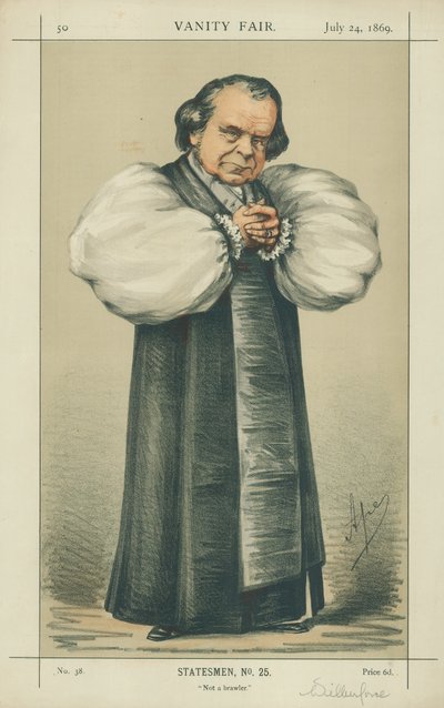 El obispo de Oxford, no un peleador, 24 de julio de 1869, caricatura de Vanity Fair de Carlo Pellegrini