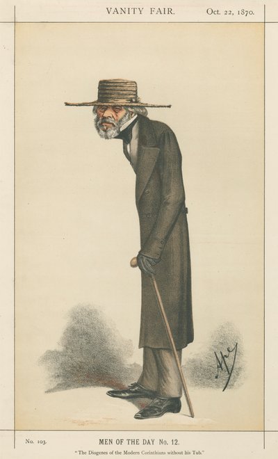 El Diógenes de los corintios modernos sin su bañera, Thomas Carlyle (serie Vanity Fair) de Carlo Pellegrini