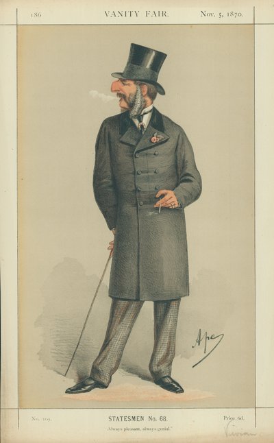 El Hon J C Vivian, siempre agradable siempre genial, 5 de noviembre de 1870, caricatura de Vanity Fair de Carlo Pellegrini