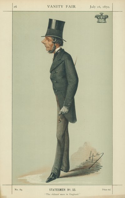 El Marqués de Westminster, el hombre más rico de Inglaterra, 16 de julio de 1870, caricatura de Vanity Fair de Carlo Pellegrini