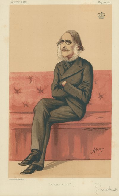El Muy Honorable Lord Sandhurst, Consejo Militar, 30 de mayo de 1874, caricatura de Vanity Fair de Carlo Pellegrini