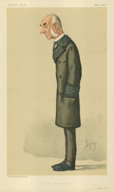 El muy honorable Sir Edward Thornton, un embajador seguro, 27 de marzo de 1886, caricatura de Vanity Fair de Carlo Pellegrini