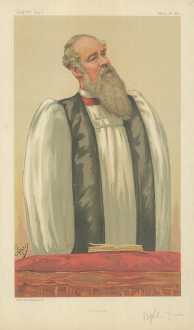 El reverendo John Charles Ryle, obispo de Liverpool, Liverpool, 26 de marzo de 1881, caricatura de Vanity Fair de Carlo Pellegrini