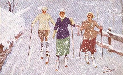 Tres esquiadores en una tormenta de nieve de Carlo Pellegrini