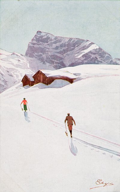 Caminando en las montañas cerca de Engelberg, Suiza de Carlo Pellegrini