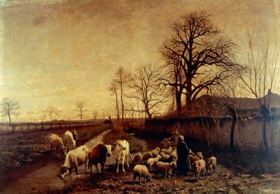 Animales conducidos al agua, por Carlo Pittara de Carlo Pittara