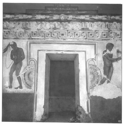 Caile Vipinas, reconstrucción de la pintura mural etrusca en la Tumba Francois en Vulci de Carlo Ruspi