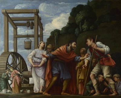 Moisés defendiendo a las hijas de Jetro, 1610 de Carlo Saraceni