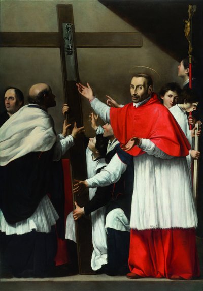 La Exaltación del Santo Clavo con San Carlos Borromeo de Carlo Saraceni
