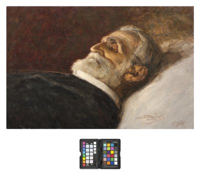 Retrato de Giuseppe Verdi en su lecho de muerte de Carlo Stragliati