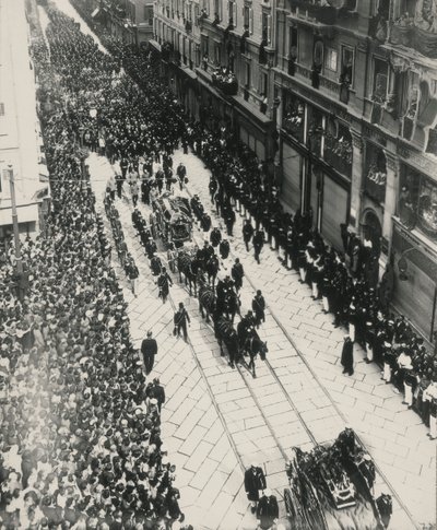 Funerales de los Archiduques Francisco Fernando de Austria y su esposa asesinados en Sarajevo el 28 de julio de Carlo Wulz