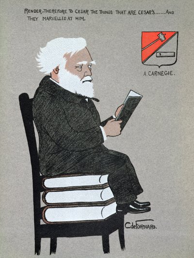 Caricatura de Andrew Carnegie (1835-1919), ilustración de "Millionaires of America". de Carlo de Fornaro