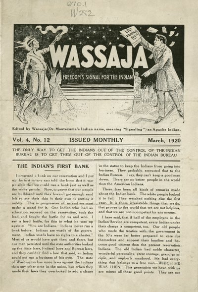 Número de Wassaja, Vol. 4, No. 12 de Carlos Montezuma