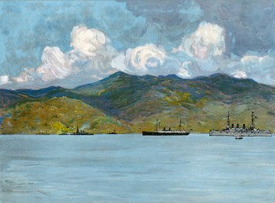 Nuestros barcos de guerra frente a la costa cerca de Santiago de Cuba, 3 de junio de 1898 de Carlton Theodore Chapman