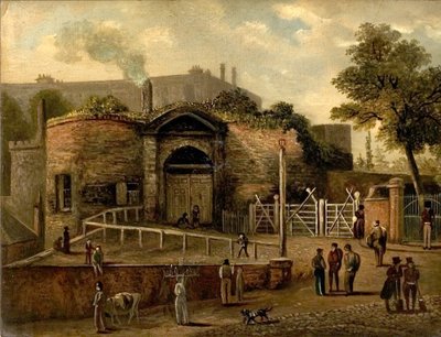 Vista de la puerta del castillo, Nottingham (óleo sobre tabla) de Caroline Mary Price