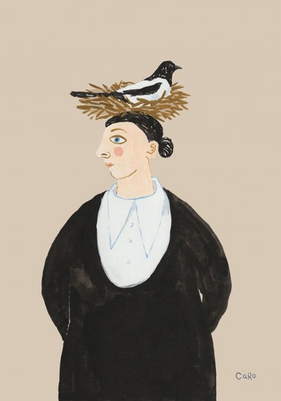Mujer caprichosa con una urraca de Caroline Roberts