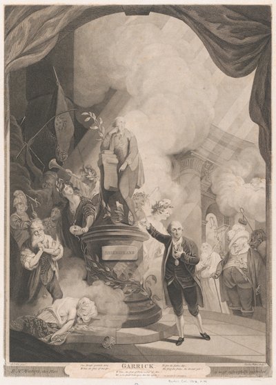 Garrick pronunciando la Oda del Jubileo de Caroline Watson