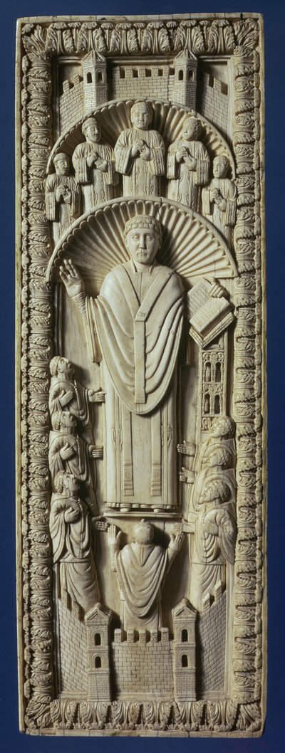 Un arzobispo entre su coro, c.875 d.C. de Carolingian School