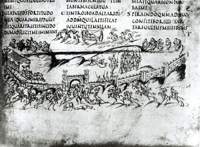 Ilustración de varias escenas del Salmo 43 incluyendo el verso Despierta, ¿por qué duermes, oh Señor?, del Salterio de Utrecht, copia del original de Reims ahora en la Biblioteca de la Universidad de Utrecht de Carolingian School